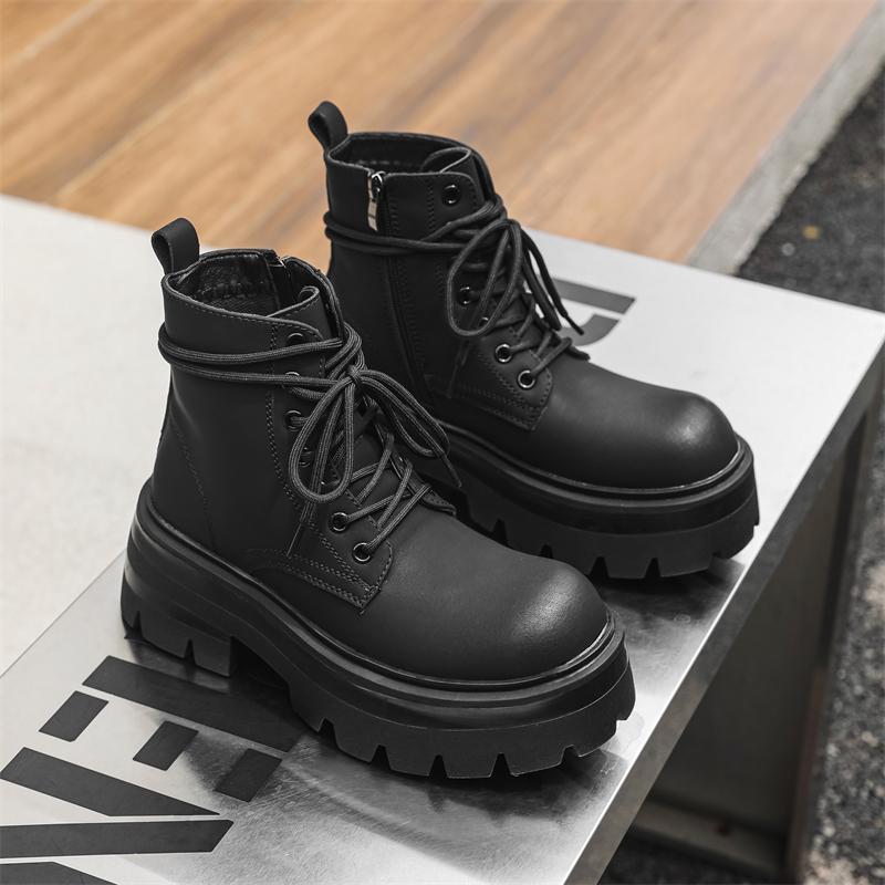 Fashion Fashion High Quality Casual Leather Outdoor Office Shoes Thick Bottom Designers Lace Up Ankle Boots Italian Mens High Top Boots