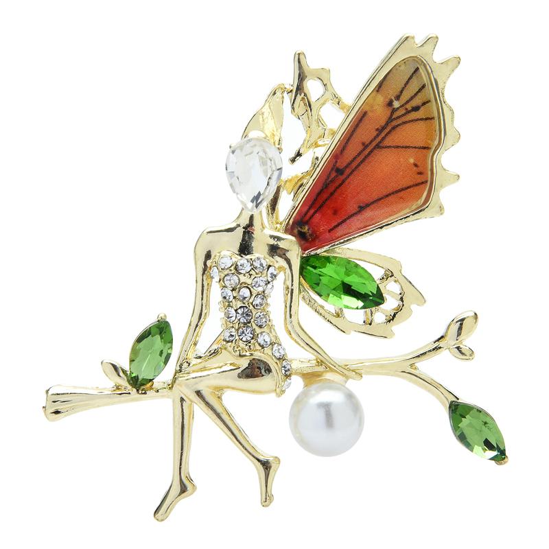 Latest Designer Fairy Brooches Lady Color Rhinestone Pearl Angel Gathering Gathering Casual Brooches For Women Pin Giveaway GiftsCasual Jewelry