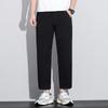 Spring and summer new pure cotton slim-fit straight casual pants thin solid color simple versatile light business nine-point trousers