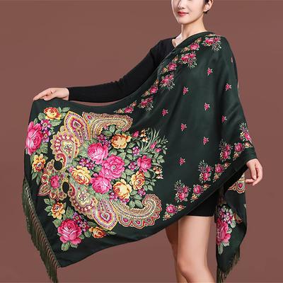 Broderte Sjal Designer Dame Vinter Skjerf Pashmina Blomst Bufandas Foulard Varme Hijab Sjal Reisesjal
