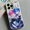Capa de Celular Dupla Camada de Gelatina Rem Ram ReZero Branca para iPhone 17 16 15 14 13 12 11 Air Pro Max Plus Protetora
