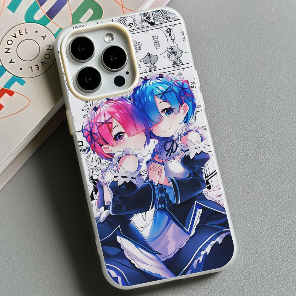 ReZero Rem Ram Jelly Double layer White Mobile Phone Case for iPhone 17 16 15 14 13 12 11 Air Pro Max Plus Protective