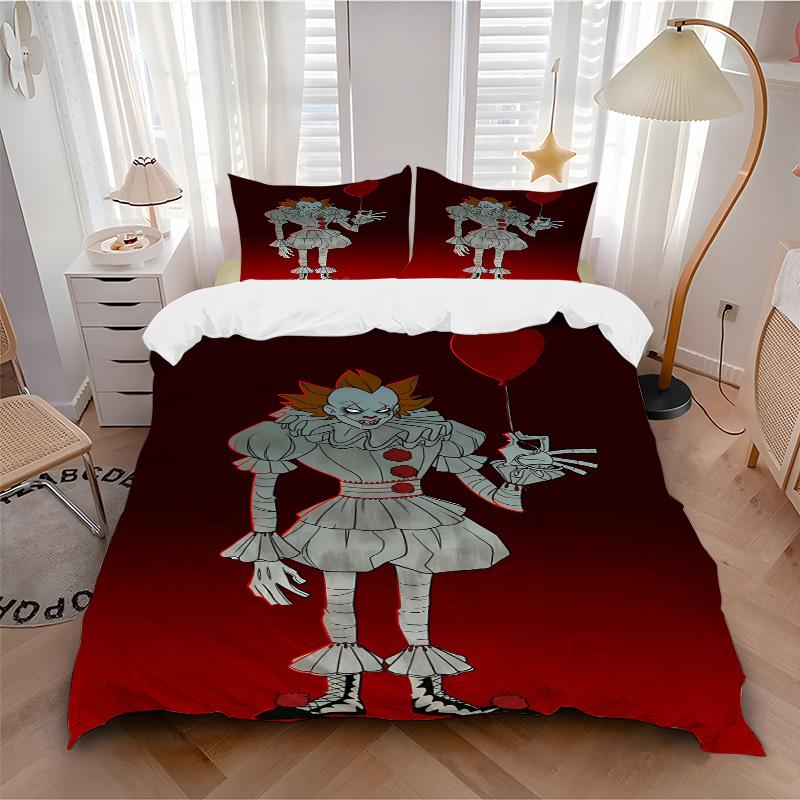 

3pcs Horror It Clown Bedding Set, Soft Polyester Duvet Cover and Pillowcases Machine Washable Seasons all suitable 07 135x200cm