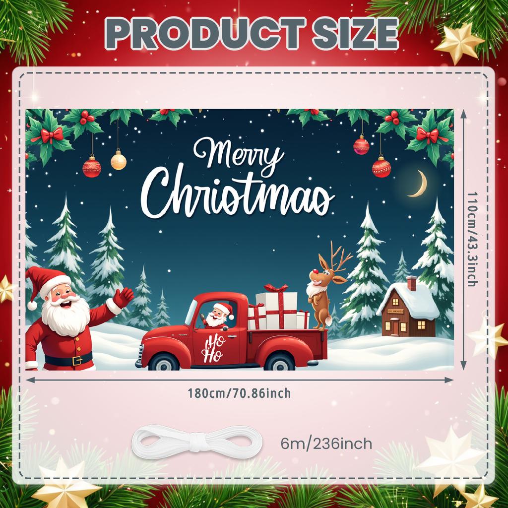 Photo Prop Cozy Design Santa Claus Banner Festive Decor Colorful Lights Christmas Banner For Home Decoration Event Decor Indoor
