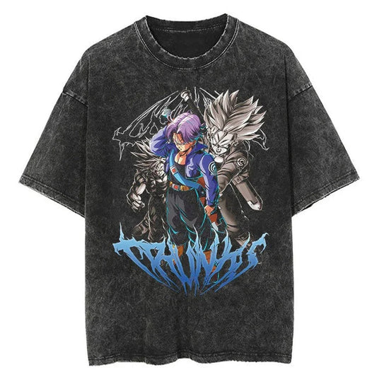 

Fashion Dragon Ball Future Soldier Retro Tshirt Vintage High Quality Tshirt Washed Anime Cotton Parentchild Casual Tee M