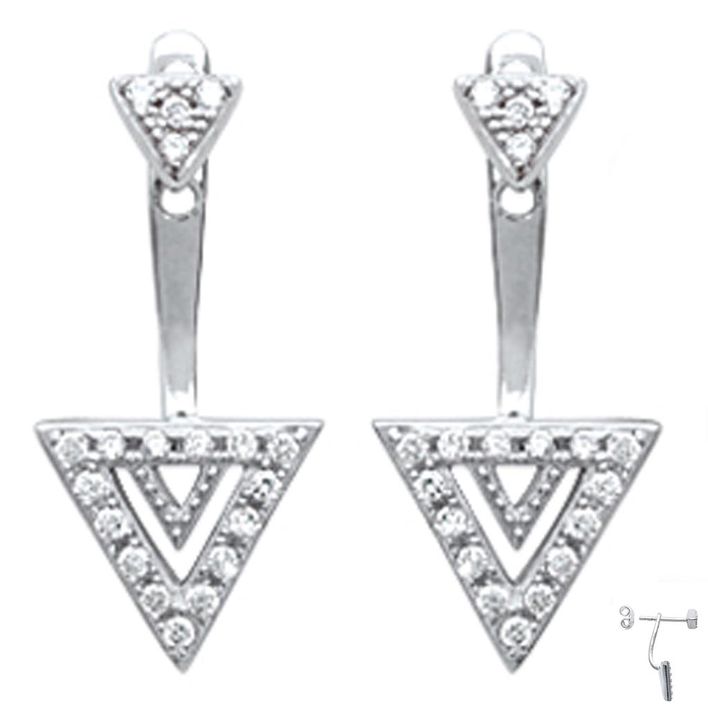 Les Trésors De Lily [M7627] - Náušnice 'Sissi' z bílého stříbra s konturovanými laloky (trojúhelník)