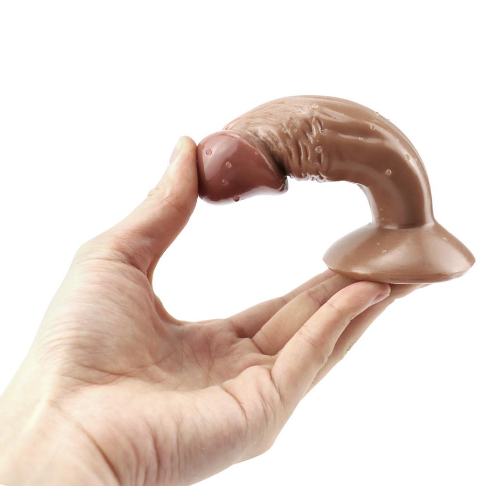 Brown Simulation Dildo Super Small Mini Size Female Small Eggless Dildo Backyard Suction Cup Small Anal Plug Sex Toys Shop