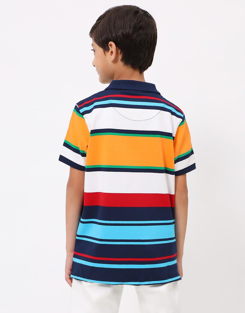 MONTE CARLO Boys Yellow & Blue Collar Neck T-Shirt