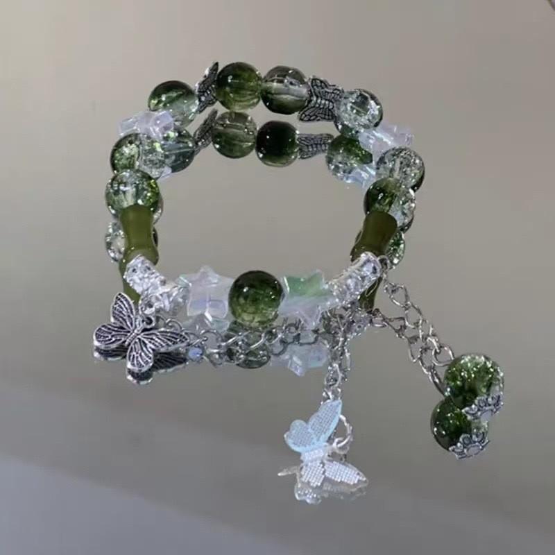 Exquisite New Chinese Style Green Beaded Pendant Bracelet For Women With Unique Design