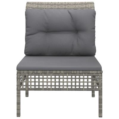 Garden Center Sofa with Cushions Grey Poly Rattan