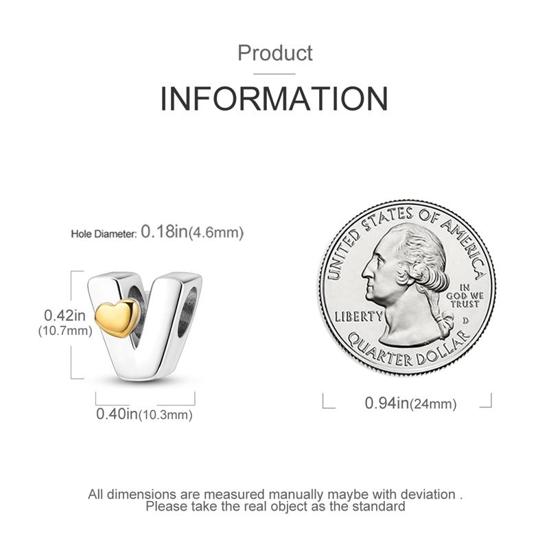 Charms Originale Heart English Alphabet Series Bead Fits Bracelets Necklace Women Charm Copper Luxury Diy Jewelry Gifts