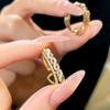 18K Gold Double Layer Open Ring with Micro-Paved Zircon—High-End Luxury Design for Women