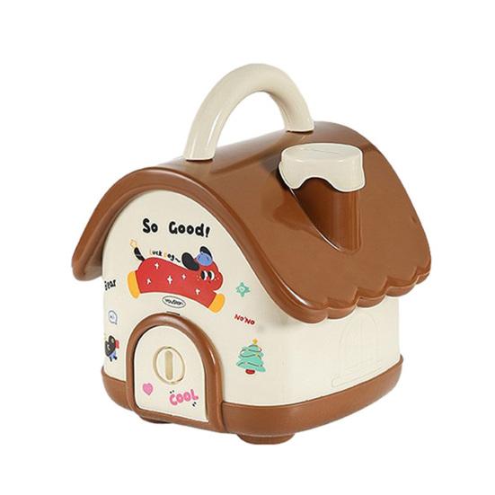 Cartoon House Piggy Bank with DIY Sticker Coin Cash Storage Jar Container Children Money Saving Box Decoration Boys Girls Gift