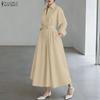 ZANZEA Women Turn Down Collar Loose Casual Long Sleeve Shirt Dress