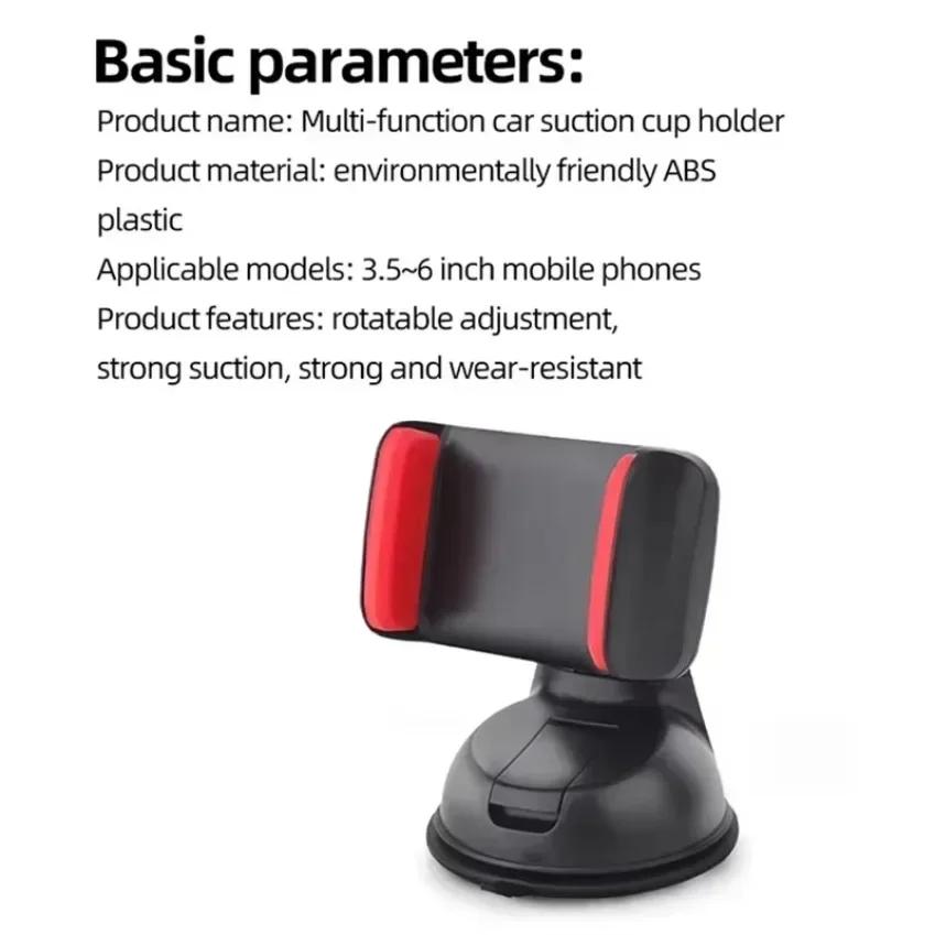 Heavy Duty Car Phone Mount – Anti-Shake Suction Cup for Windshield/Dashboard (Fits iPhone 16/Samsung/Xiaomi)+