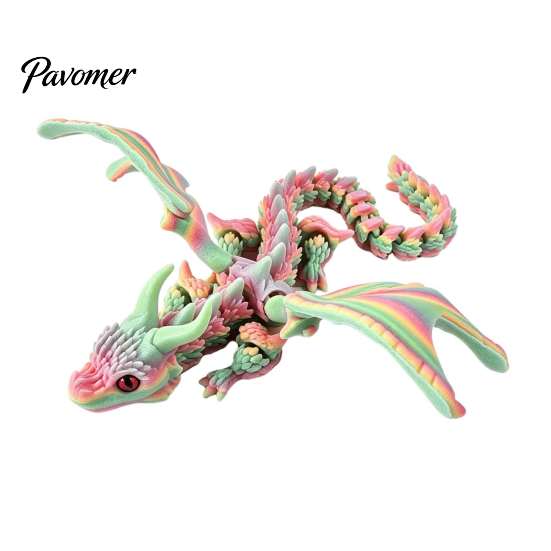 Handheld Fidget Tool 3D Printed Dragon with Wings, Flexible Articulated Winged Toys, Fine Carving Statue Desktop Animals Toy for Stress Relief,