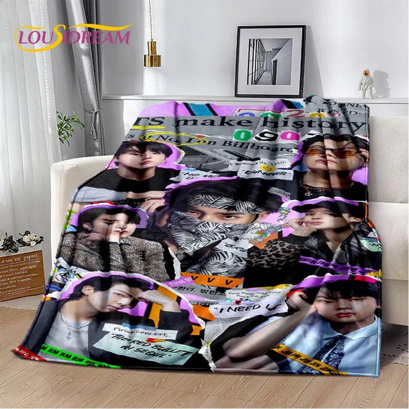 Kpop B-Bts Bangtan Kim JIN SUGA V JIMIN Soft Plush Blanket,Flannel Blanket Throw Blanket for Living Room Bedroom Bed Sofa Picnic