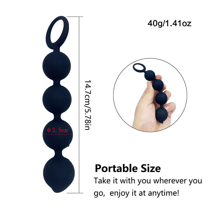 4 Balls Anal Beads Prostate Massage Butt Plug Sex Toys for Women Couples Men Anal Plug with Pull Ring Silicone G-spot Stimulate