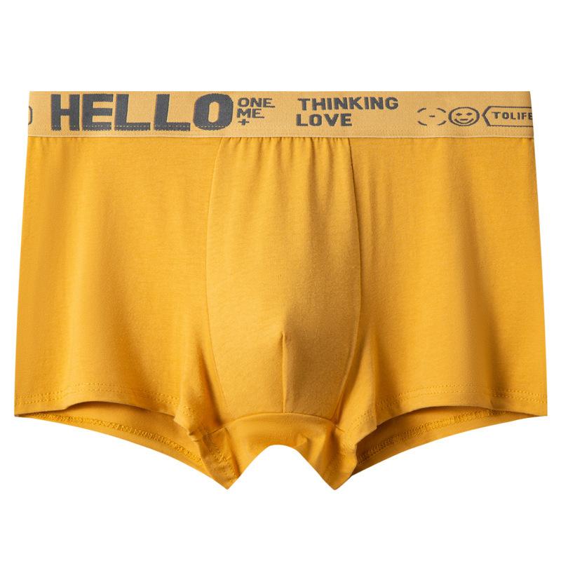 Men's Cotton Underwear Mid Waist Breathable Solid Color Underwear Men's Autumn Underwear