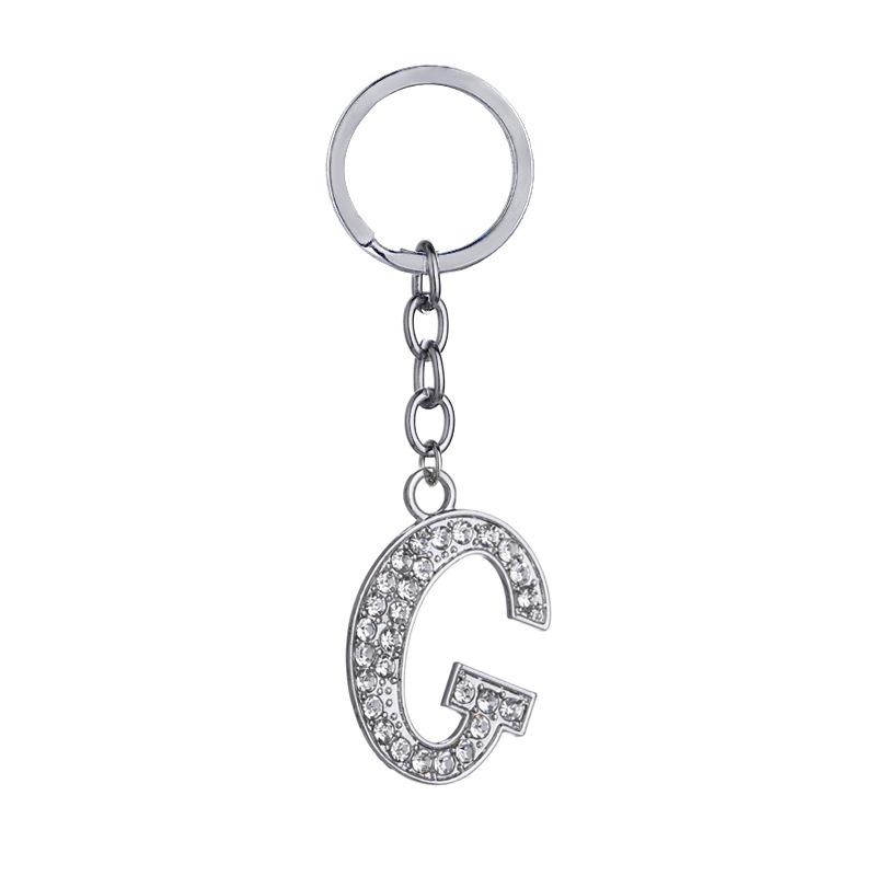 Fashion Charm 26 English Letters A-Z Alphabet Keychains Car Bag Crystal Rhinestones Alloy Name Key Chains Jewelry