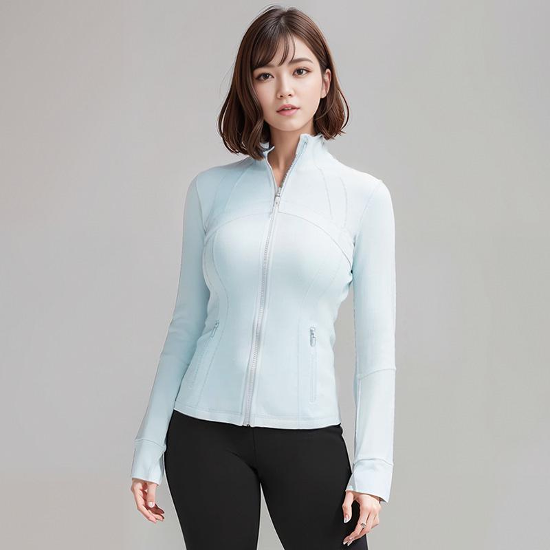 Women's Spring Yoga Sport Jacket - Tight Fit, Casual Jogging, Breathable, Zippered, Stand-Up Collar, Long Sleeve.