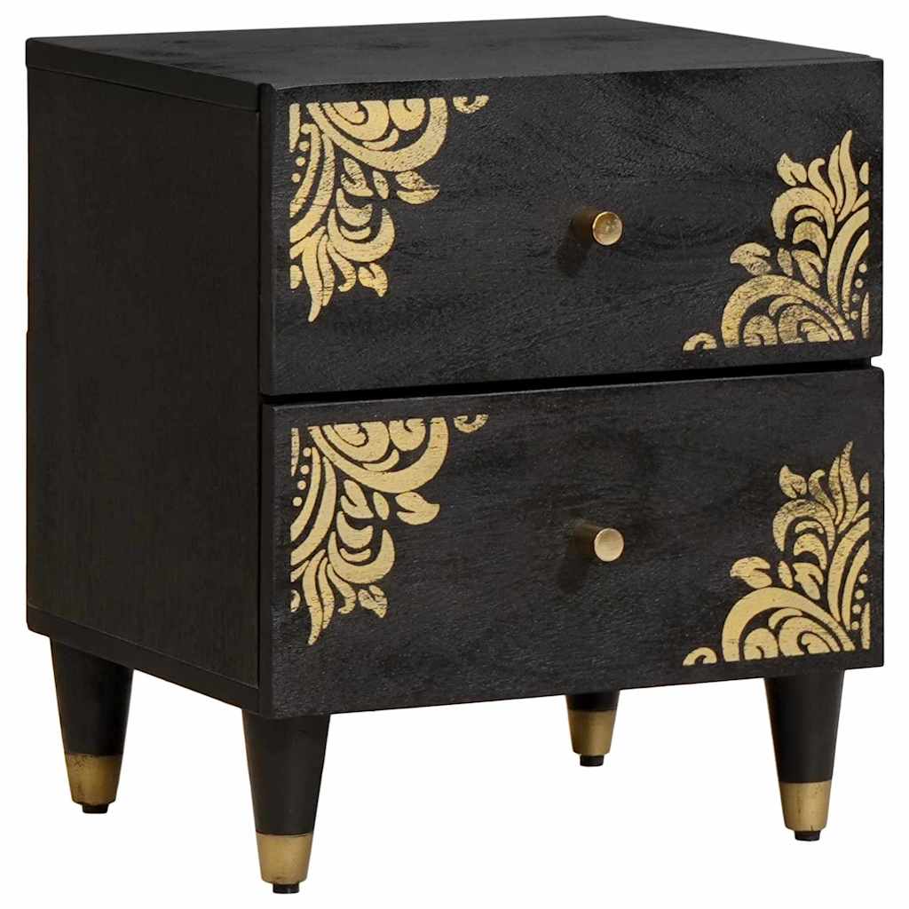 Nightstand Black 40 x 33 x 46 cm Solid Mango Wood