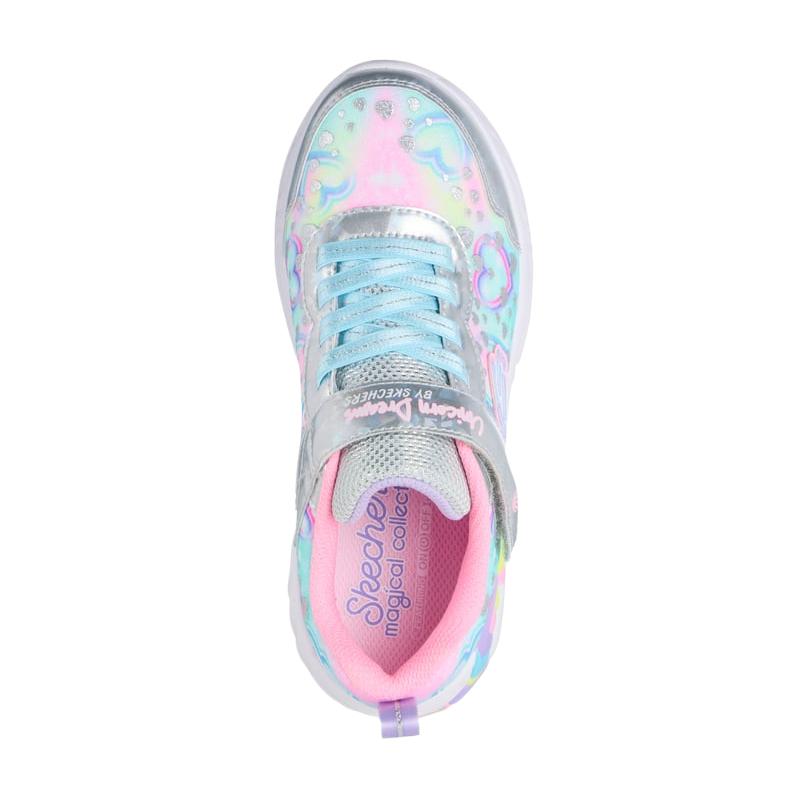 Skechers S-Lights Fashion Comfortable Versatile Simple Low-Top Kids Casual Shoes Kids Sneaker Silver Blue 303063L-SMLT