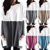 Frauen Mode Casual Langarm Patchwork Taschen Lose Tops Bluse