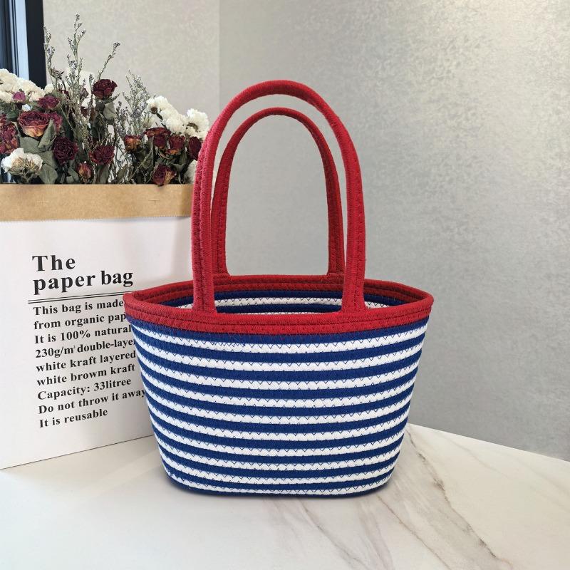 Dachshund Woven Bag Bucket Bag Tide Contrasting Color Cotton Rope Woven Puppy Shoulder Bag Large Capacity Tote Bag Gift