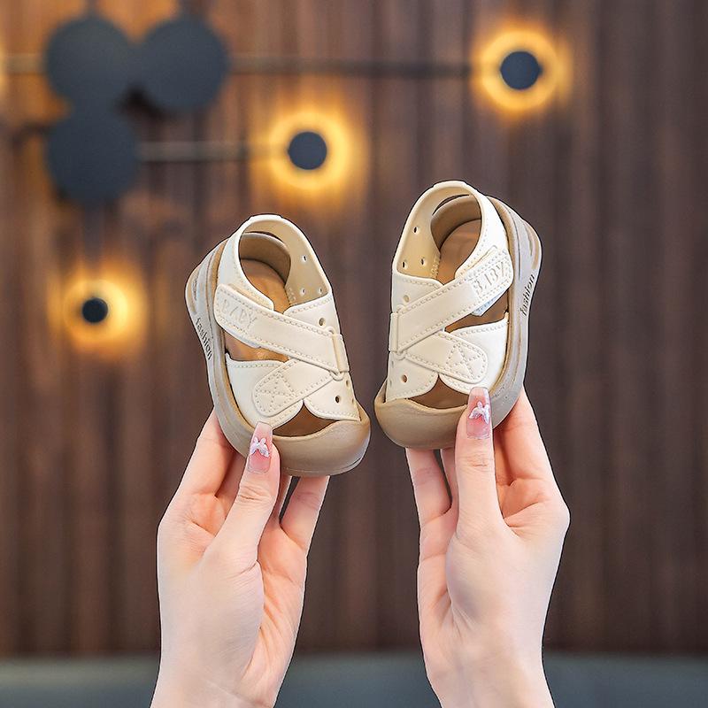 Baby Boys' Cute Closed-Toe Walker Shoes: Soft Sole Anti-Collision Sandals for Indoor & Beach Use
