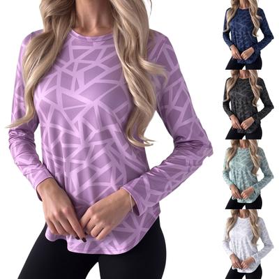 Damen Langarm Sport Atmungsaktives Performance-Shirt für Fitnessstudio Laufen Yoga Training
