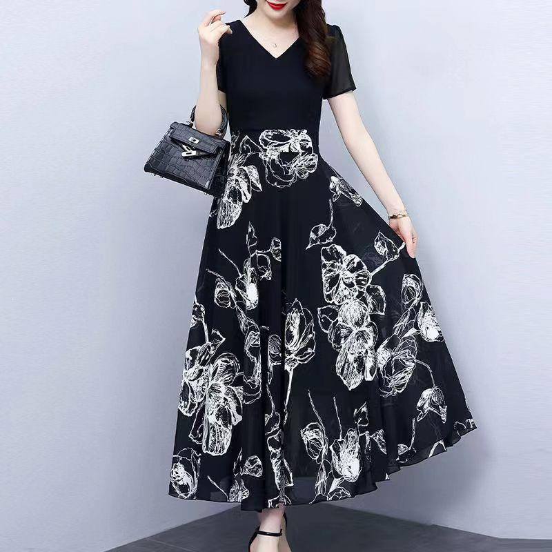 Black Summer Slimming Plus Size Flattering Fairy Dress for Women