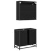 Bathroom Furniture Set 2 Pcs Black Oak Effect Wood Based Material