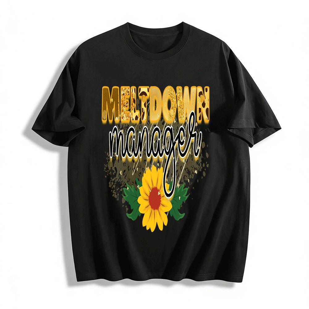 Meltdown Manager Sunflower Print Casual Top Pure cotton T-shirt XXS