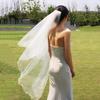 Breathable White Nylon Wedding Veil With Double Layer Rolled Hem Romance Bridal Accessory For Special Occasion
