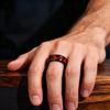 with Red Abalone Shell Inlay Rings Fashion 8mm Black Men Stainless Steel Ring for Men Wedding Band Jewelry Drop Shipping