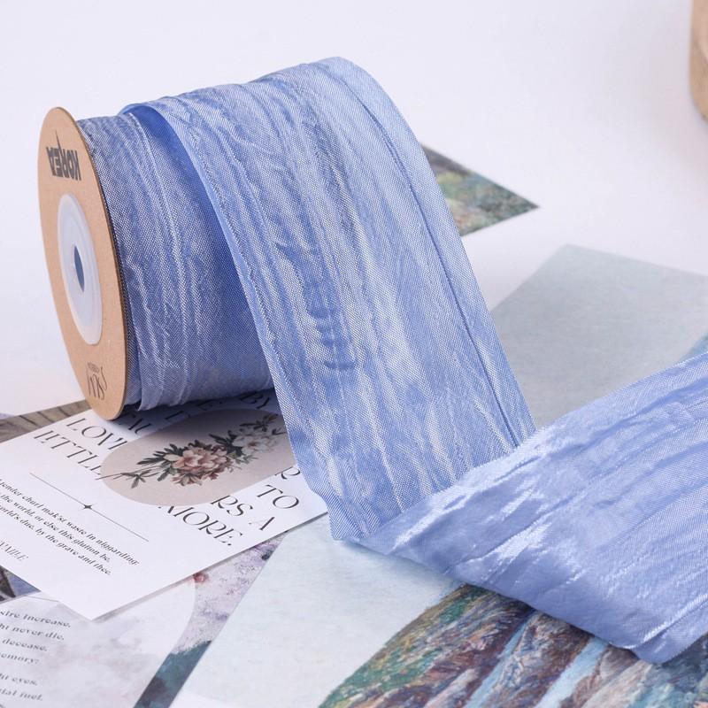 

Craft Ribbon 5cm Pleated Ribbon Dreamlike Color Ribbon 10yards/Roll Diy Hair Accessories For Baby Shower Mother S Day Birthday синій
