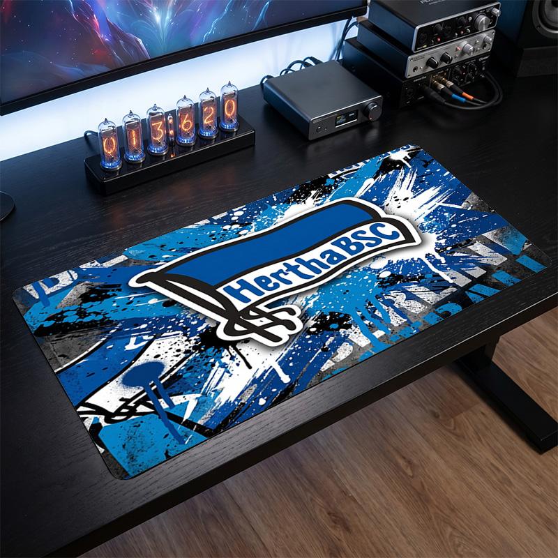 Tappetino per Mouse a Tema Hertha BSC FC, Tappetino XXL per Scrivania da Gioco con Logo Calcistico, Tappetino Antiscivolo per Mouse del Computer