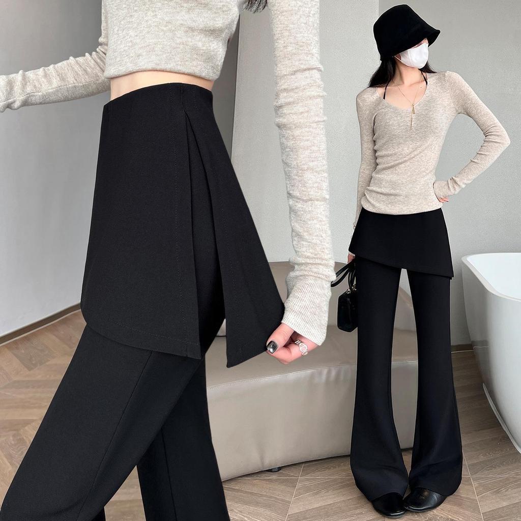 Women's High Waist Micro-Flare Ruffle Hem Pants - 2026 Spring/Summer Fashion Slimming Bell Bottoms