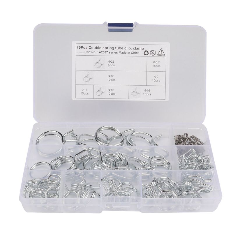 75 Pcs/set Double Line Fuel Line Silicone Hose Pipe Spring Clamp Clamp Combination Kit