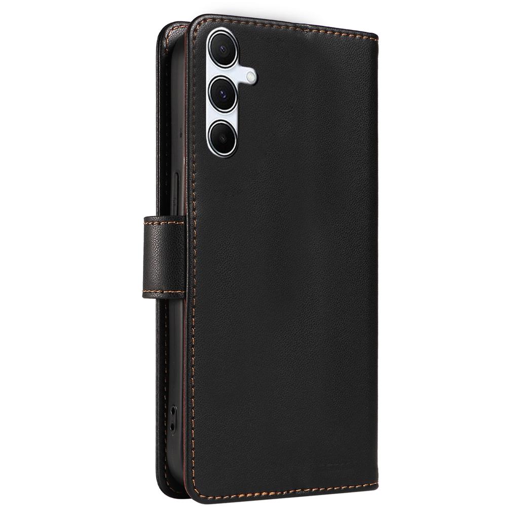 For Samsung Galaxy A25 5G (Global) (161.0 x 76.5 x 8.3mm) Case RFID Blocking PU Leather Wallet Flip Phone Cover with Wrist Strap