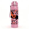 1PC Floral Black Horse Art 750ml Color Plastic Sports Water Bottle Leakproof Flip Straw Lid Suitable for Sports Office Home Use