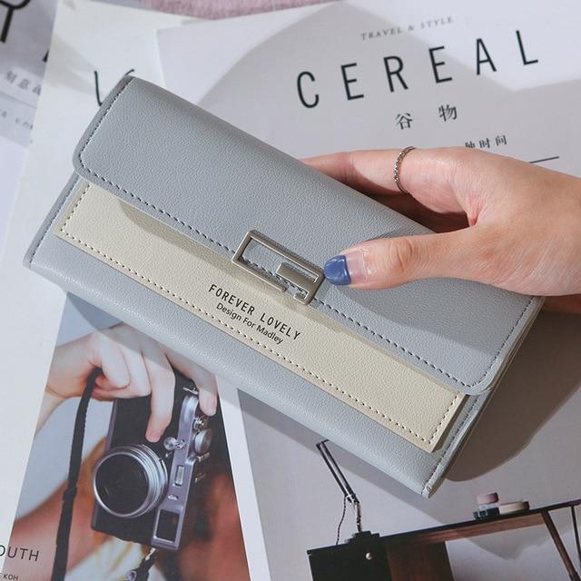 Женские длинные кошельки из искусственной кожи в корейском стиле, женские кошельки для монет, кошельки-клатчи с держателем в стиле пэчворк None