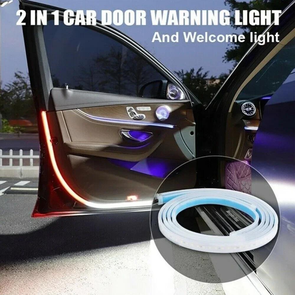 LED Strip Car Door Warning Light 120cm Ambient Atmosphere Lamp Welcome Decoration Auto Safety Accessories For Cars