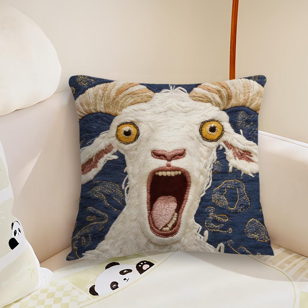 Whimsical Screaming Sheep cushion cover Pillow Case Plush Fabric Soft Double Sided Print Sofa Cushion Cover Throw Pillow Covers