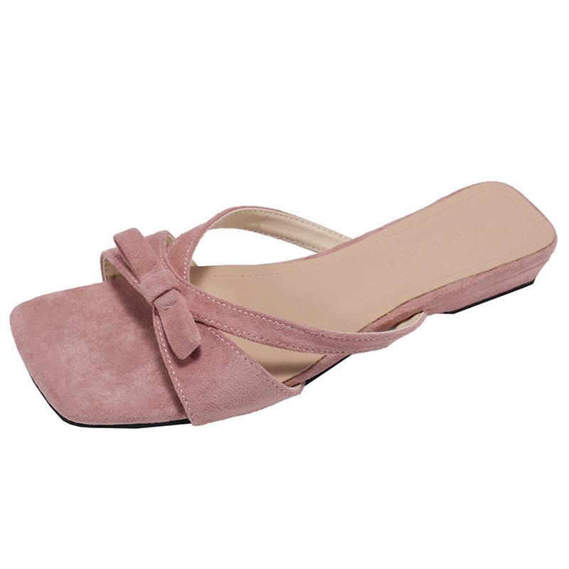 Internet Celebrity Explosion Fairy Wind Pink Low Heel Slippers Women's Summer Wear 2025 with Skirt French Cool Slippers