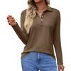 Women's Fashion Casual Lapel Short Long Sleeve Solid Color Shirt Women's Button Up Tops