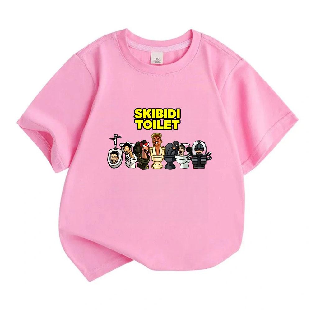 Kinder Jungen Mädchen 100% Baumwolle Rundhals Kurzarm T-Shirt, Lustiges Skibidi Toilette Muster Lässige Weiche Atmungsaktive T-Shirts für Kleinkinder Kinder Tägliche Kleidung