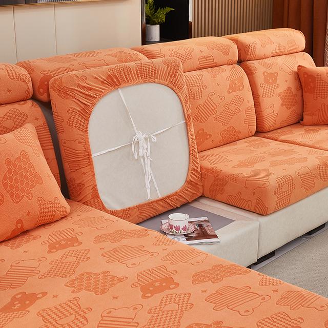 Plush Sofa Cover Sofa Cushion Pad Slipcover Seat Cover Elasticized Used For L Shape Chaselong Sofa Keep Warm Washable