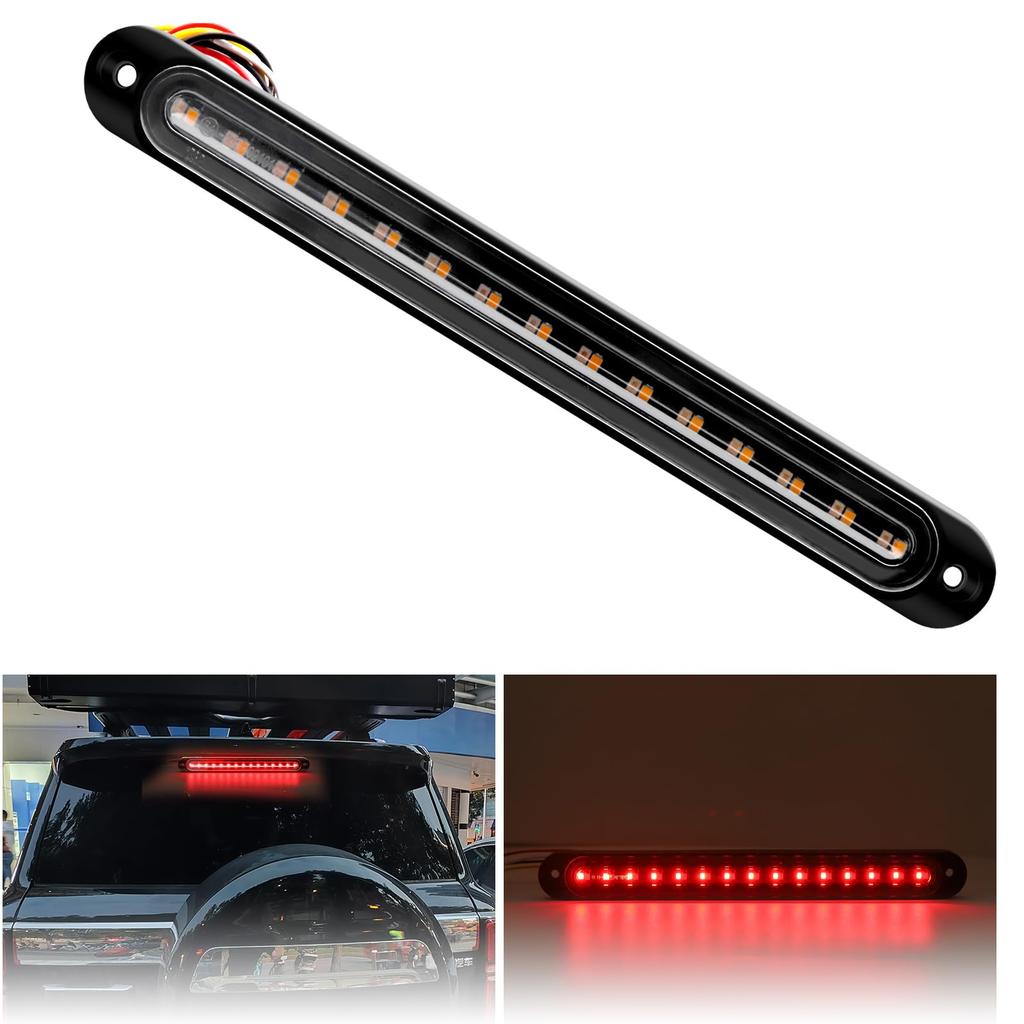 12V Red LED Stop Lamp with 30 LED High Visibility for Rearward Easy Waterproof and with Brake Warning Can Also Be Used As a Taillight or Third Brake